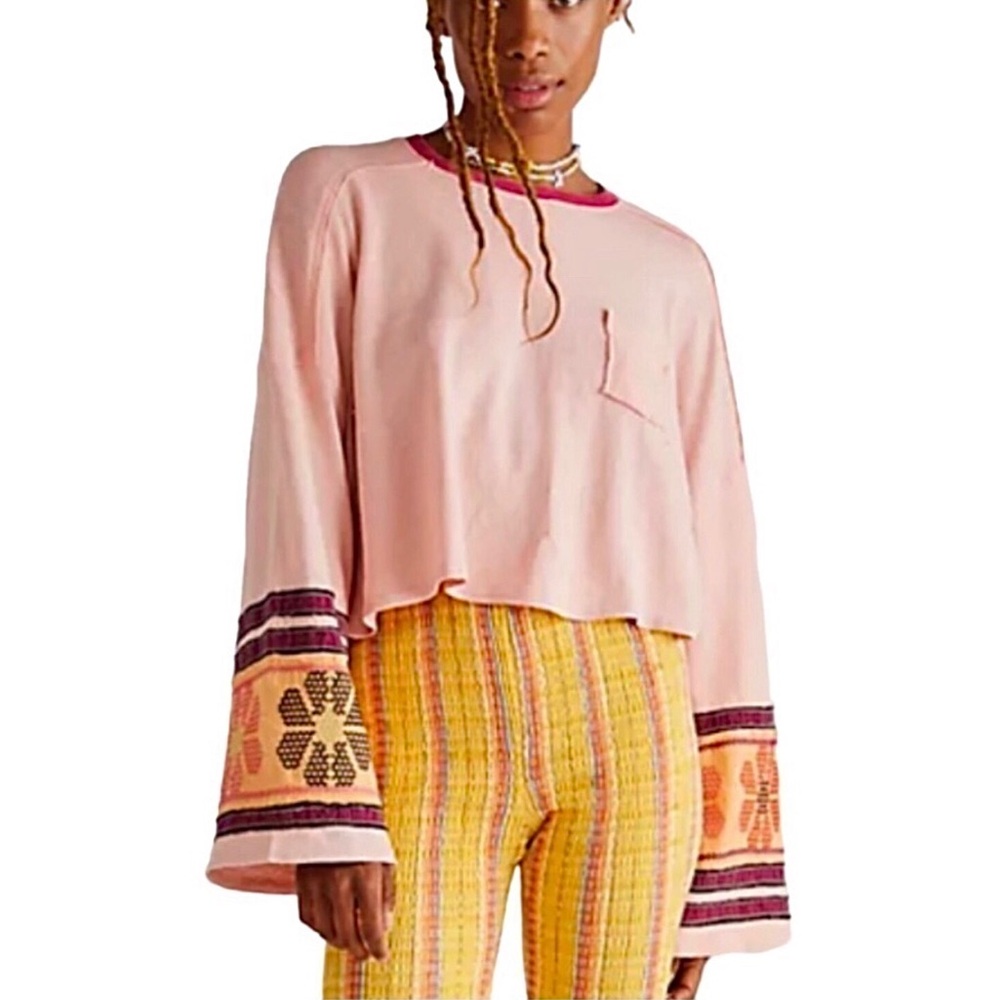 Free People Embroidered Boho Top HTF